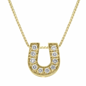 18ct Yellow Gold Diamond Horseshoe Necklace