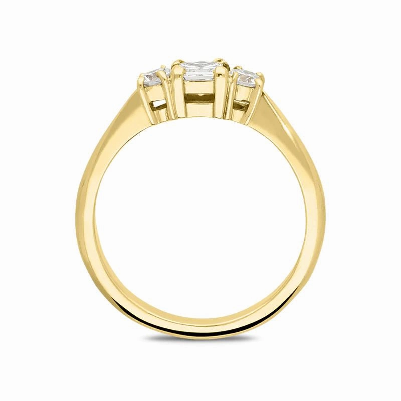 18ct Yellow Gold Diamond Princess Cut Trilogy Ring