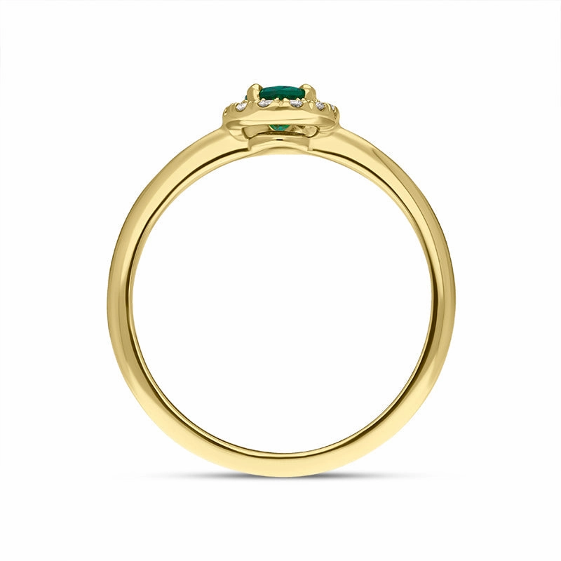 18ct Yellow Gold Emerald Diamond Oval Cluster Ring