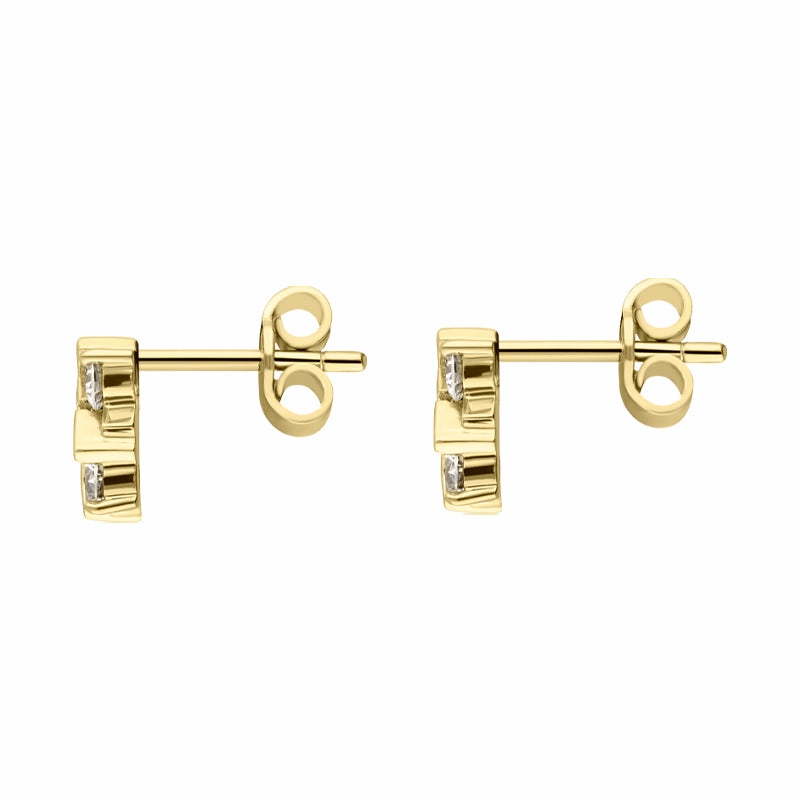 18ct Yellow Gold Four Stone Diamond Stud Earrings