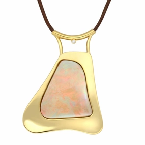 18ct Yellow Gold Opal Diamond Large Unique Necklace D