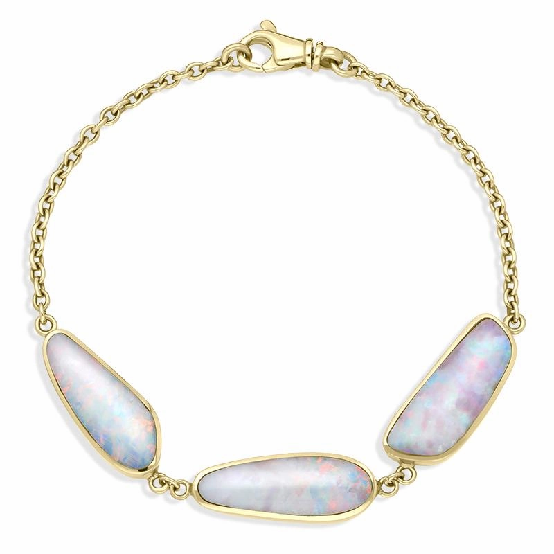 18ct Yellow Gold Opal Three Stone Unique Bracelet
