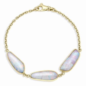 18ct Yellow Gold Opal Three Stone Unique Bracelet