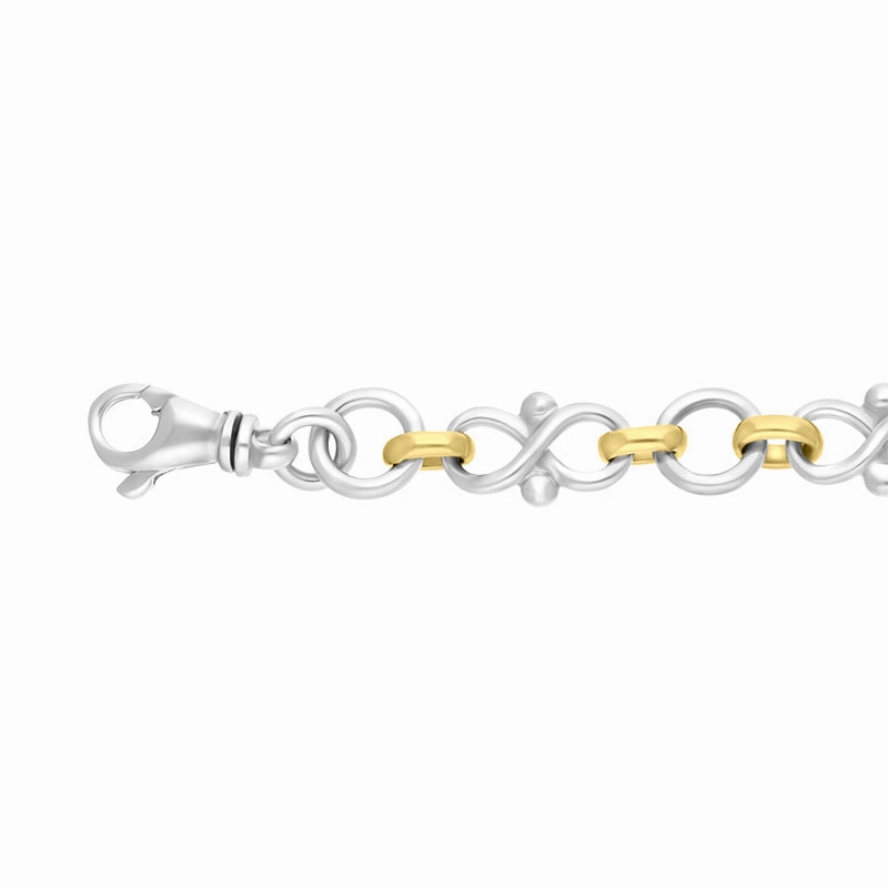 18ct Yellow Gold Sterling Silver Infinity Link Handmade Bracelet
