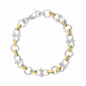 18ct Yellow Gold Sterling Silver Infinity Link Handmade Bracelet