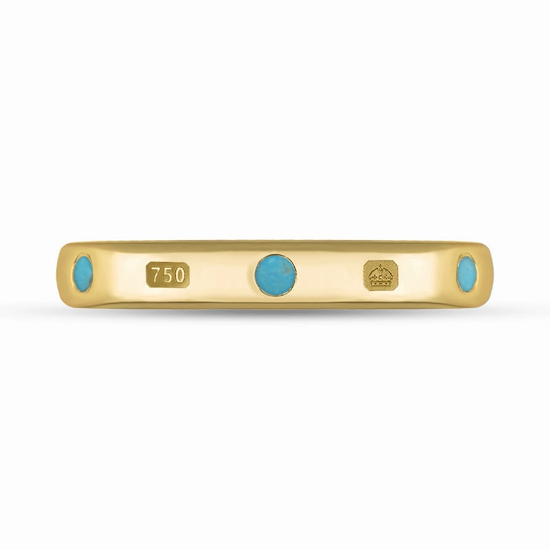 18ct Yellow Gold Turquoise Queen's Jubilee Hallmark 3mm Ring D