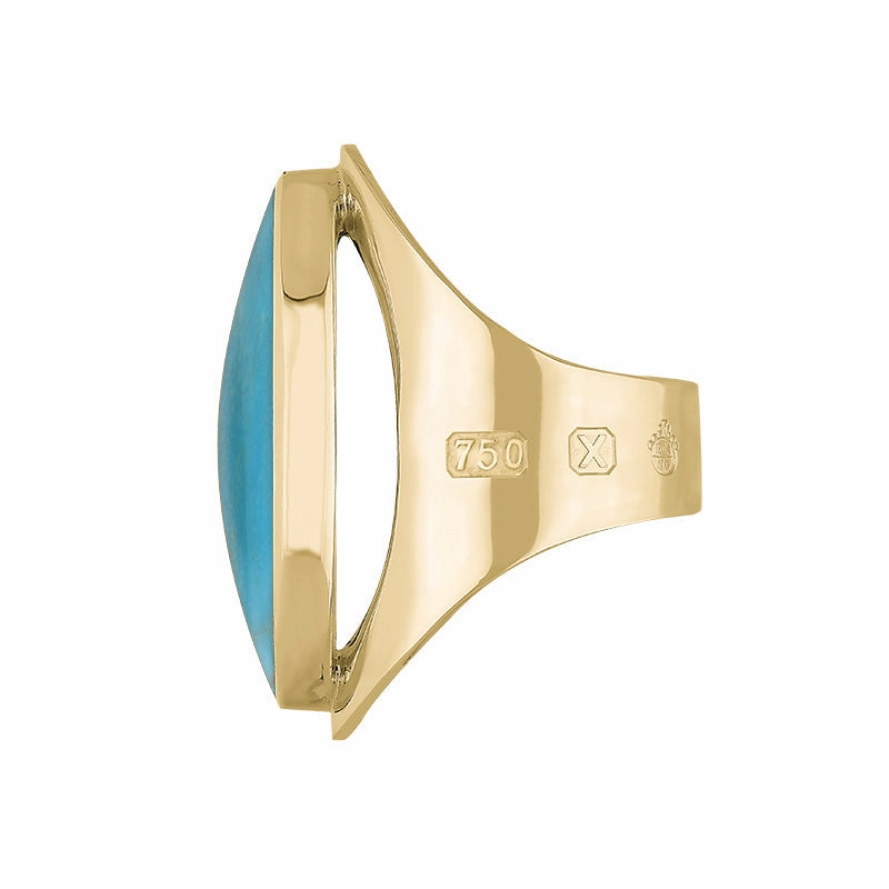 18ct Yellow Gold Turquoise Queen's Jubilee Hallmark Large Oval Ring D