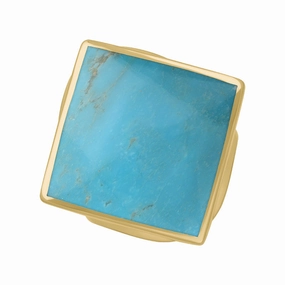 18ct Yellow Gold Turquoise Queen's Jubilee Hallmark Medium Rhombus Ring D