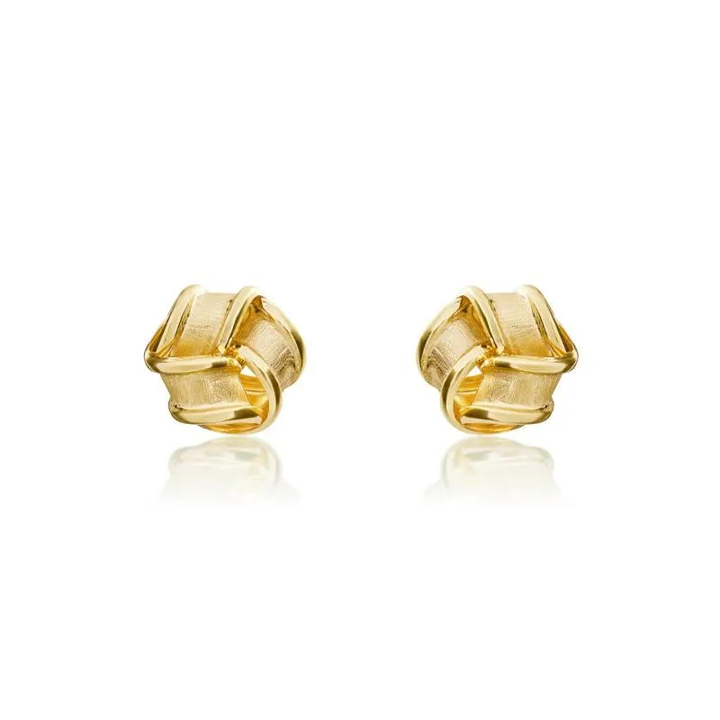 9ct Brushed Yellow Gold 7mm Knot Stud Earrings
