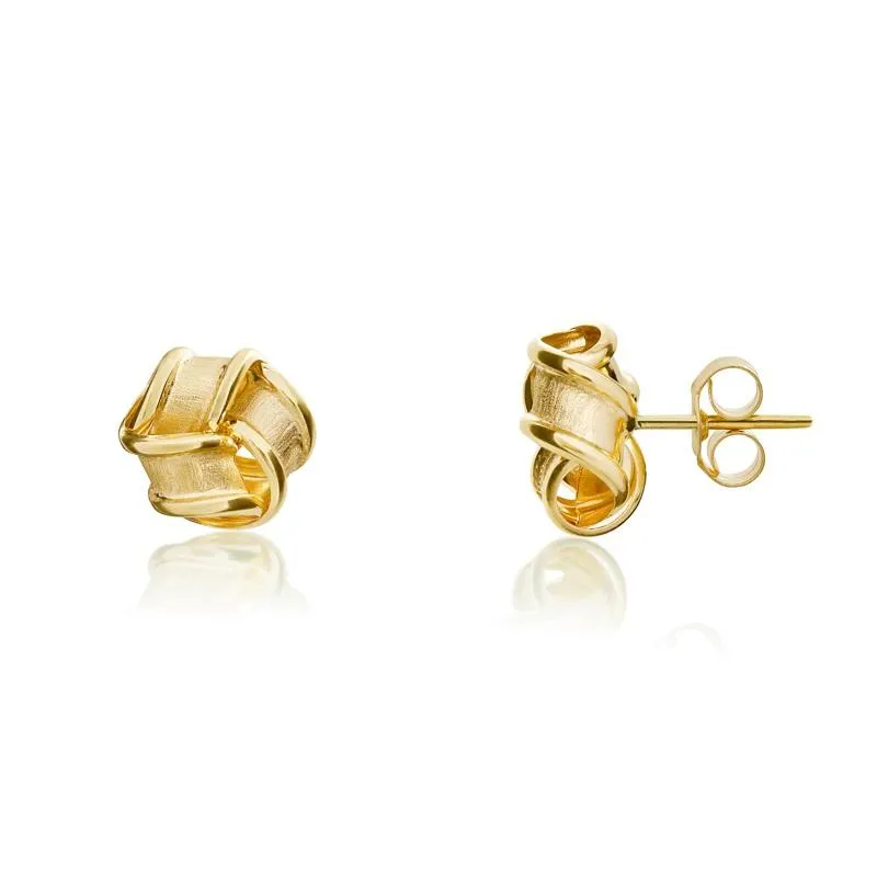9ct Brushed Yellow Gold 7mm Knot Stud Earrings