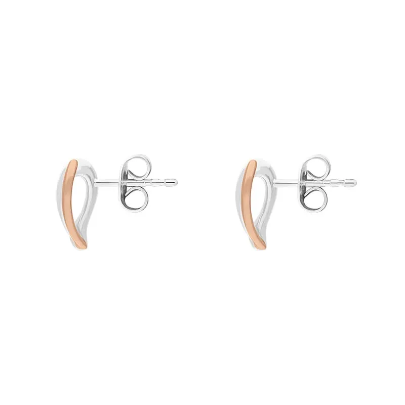 9ct Rose and White Gold Heart Stud Earrings