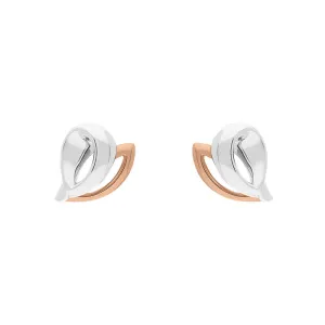 9ct Rose and White Gold Heart Stud Earrings