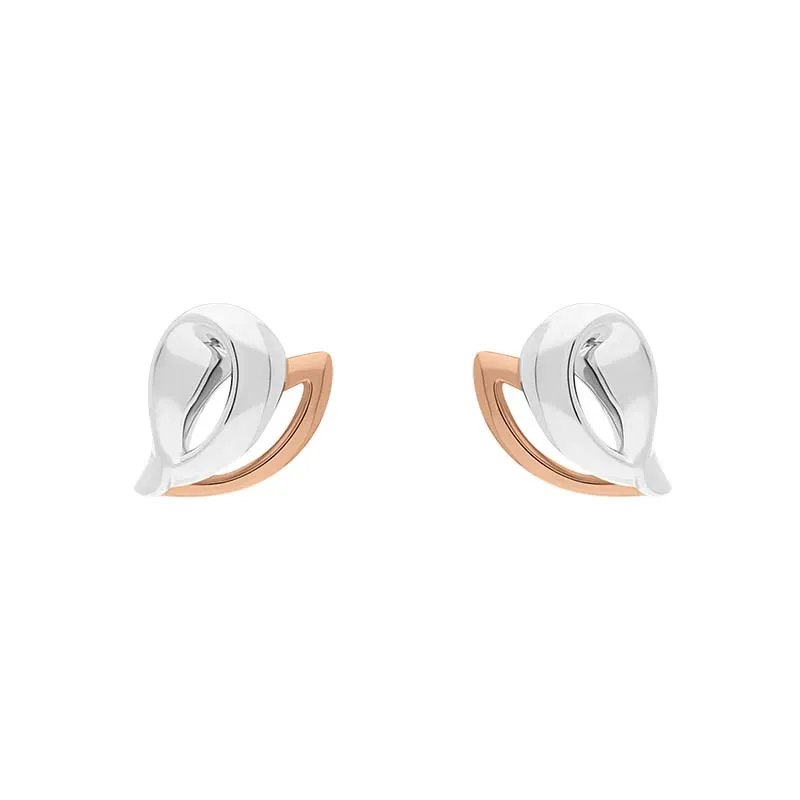 9ct Rose and White Gold Heart Stud Earrings