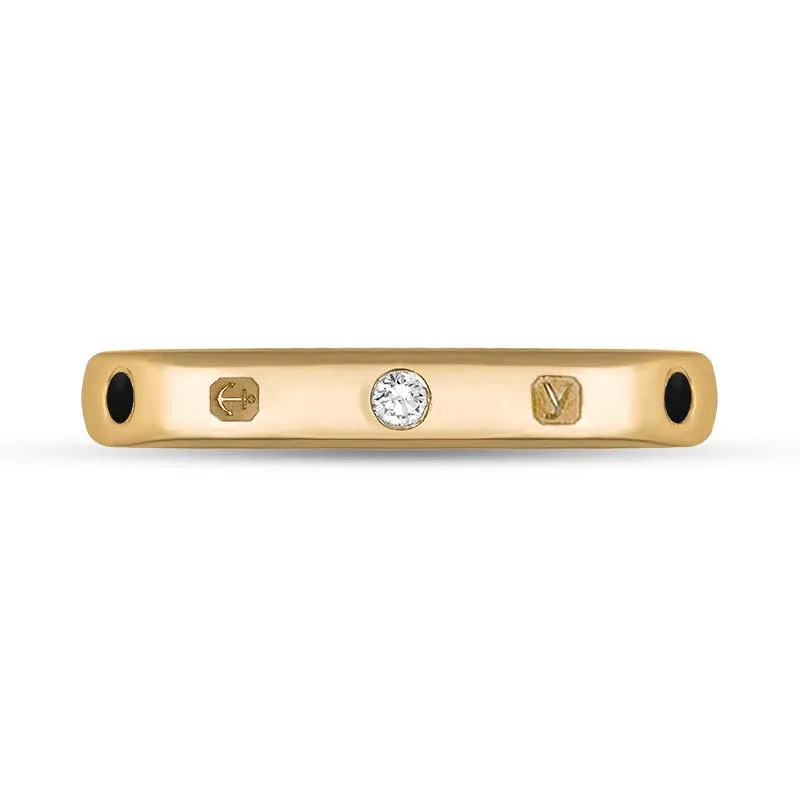 9ct Rose Gold 0.06ct Diamond Whitby Jet King's Coronation Hallmark 3mm Ring D