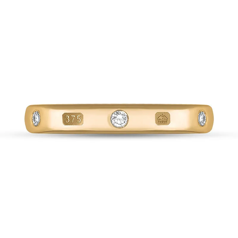 9ct Rose Gold 0.12ct Diamond Queen's Jubilee Hallmark 3mm Ring D