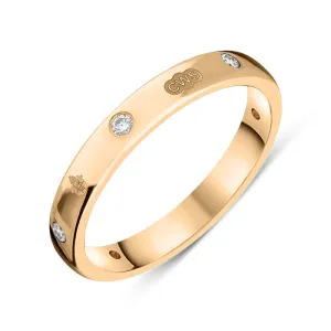 9ct Rose Gold 0.12ct Diamond Queen's Jubilee Hallmark 3mm Ring D