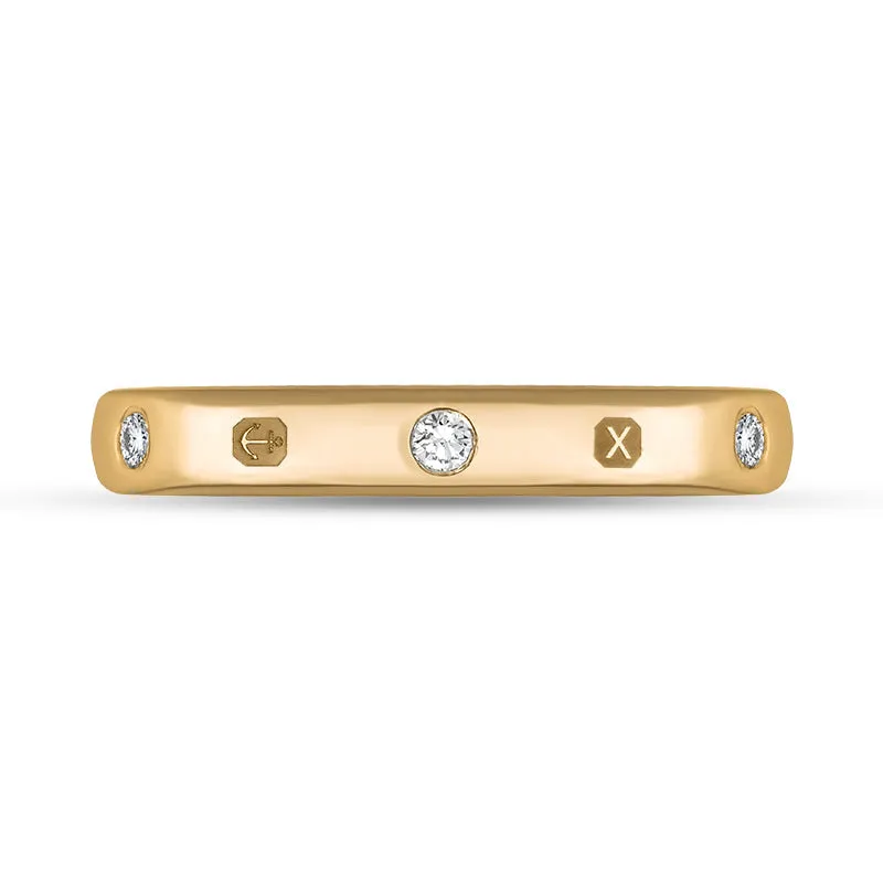 9ct Rose Gold 0.12ct Diamond Queen's Jubilee Hallmark 3mm Ring D