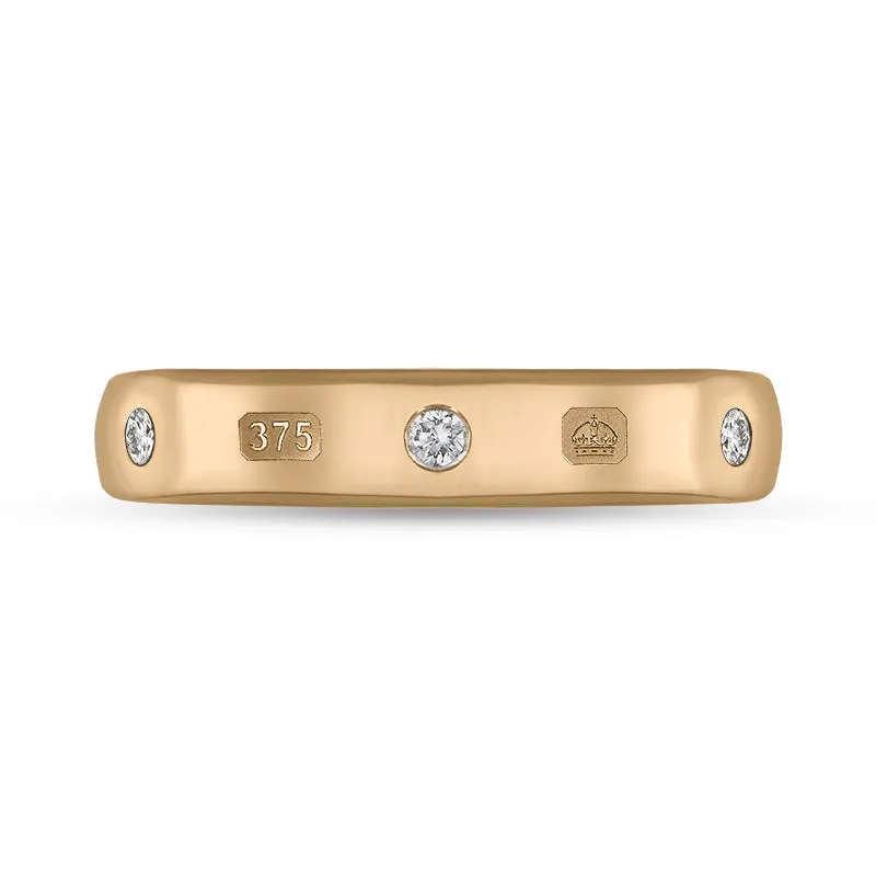 9ct Rose Gold 0.15ct Diamond Queen's Jubilee Hallmark 4mm Ring D