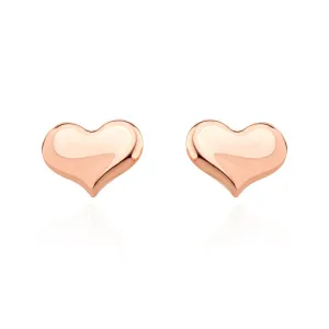 9ct Rose Gold 10mm Curved Heart Stud Earrings