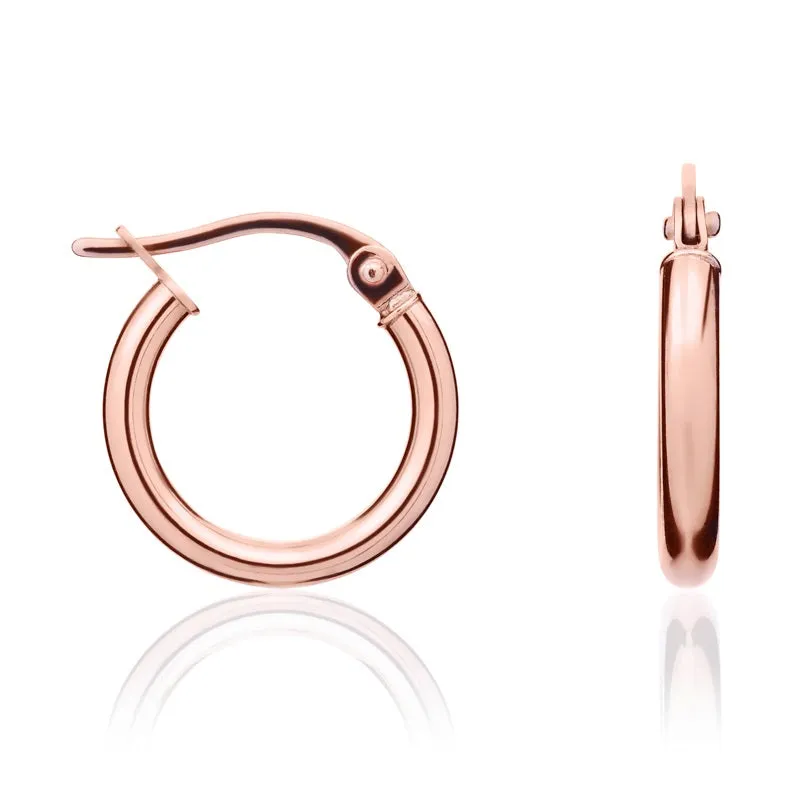 9ct Rose Gold 14mm Hoop Earrings