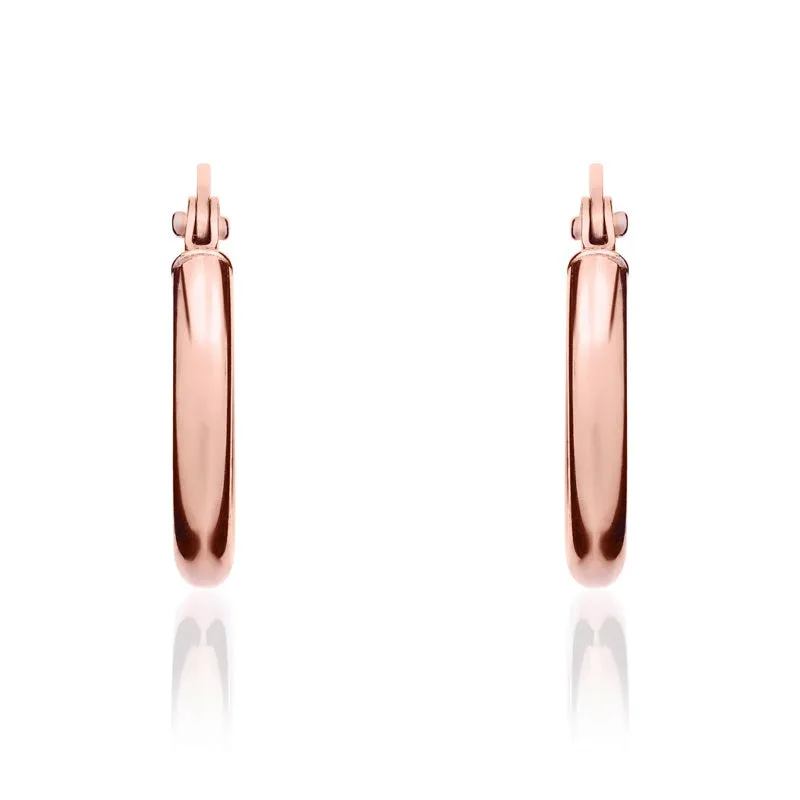 9ct Rose Gold 14mm Hoop Earrings