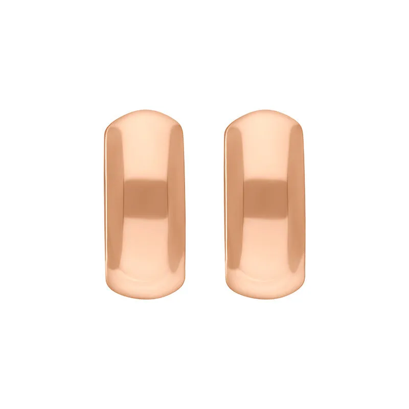 9ct Rose Gold 15x14mm Oval Domed Hoop Earrings