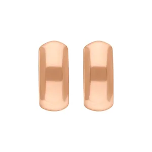 9ct Rose Gold 15x14mm Oval Domed Hoop Earrings