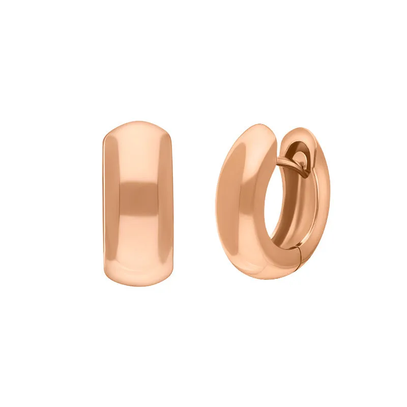 9ct Rose Gold 15x14mm Oval Domed Hoop Earrings