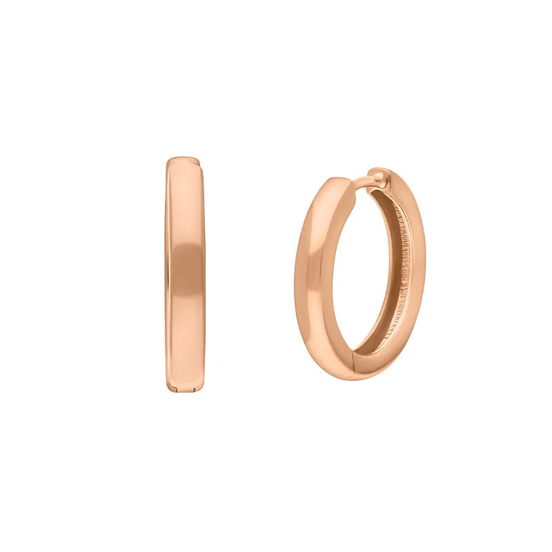 9ct Rose Gold 18mm Round Domed Hoop Earrings
