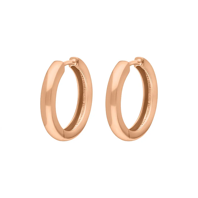 9ct Rose Gold 18mm Round Domed Hoop Earrings