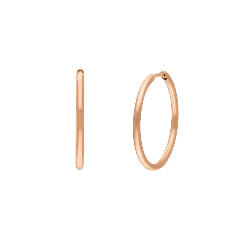 9ct Rose Gold 24mm Round Hoop Earrings