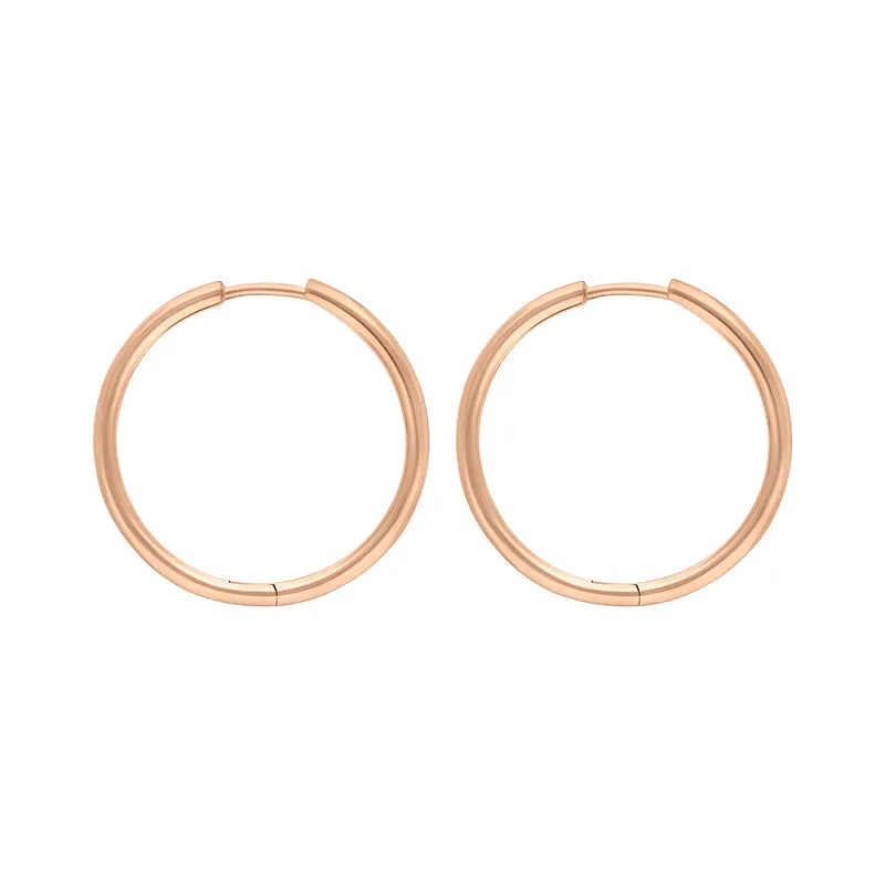 9ct Rose Gold 24mm Round Hoop Earrings