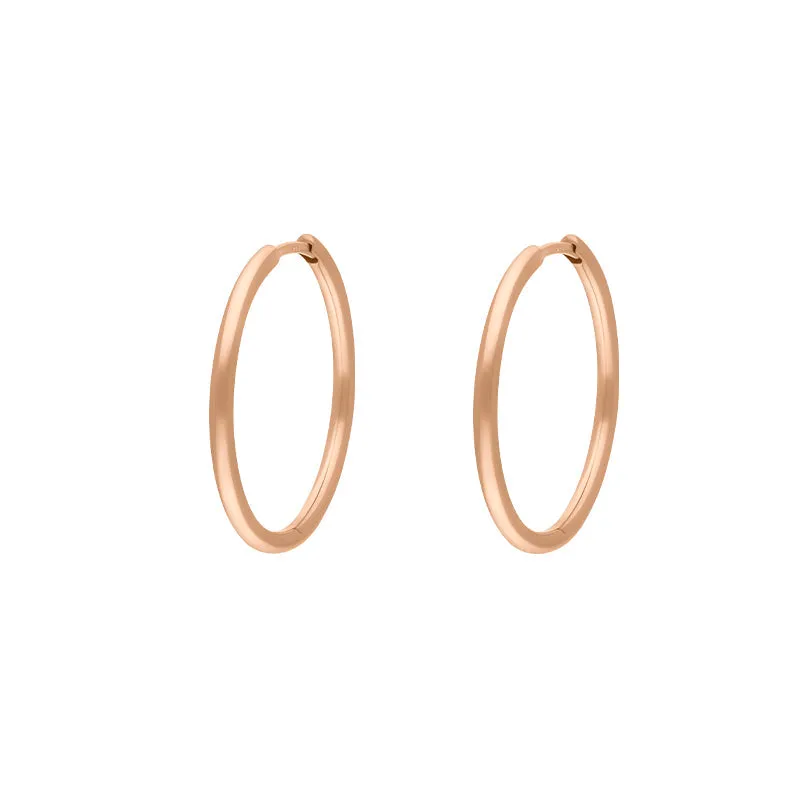 9ct Rose Gold 24mm Round Hoop Earrings
