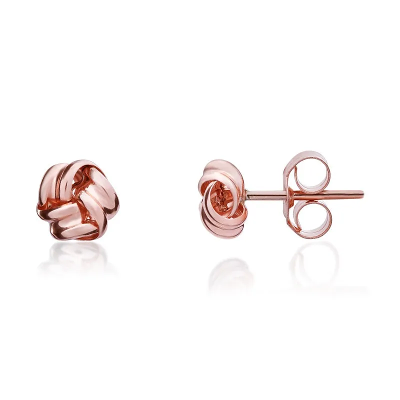 9ct Rose Gold 4.5mm Looped Knot Stud Earrings