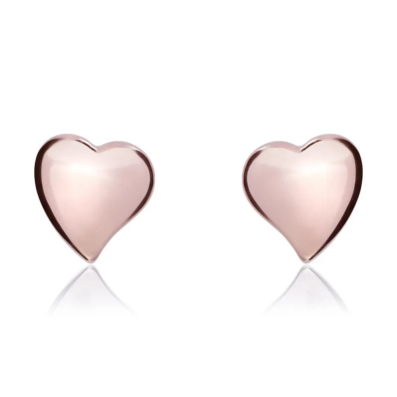 9ct Rose Gold 6mm Heart Stud Earrings
