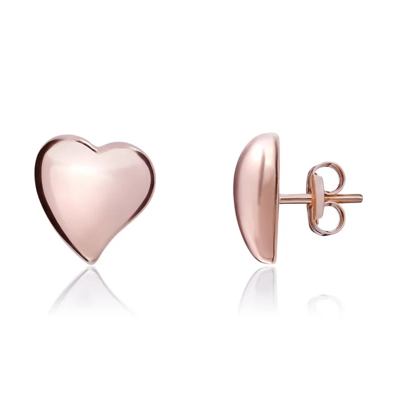 9ct Rose Gold 6mm Heart Stud Earrings