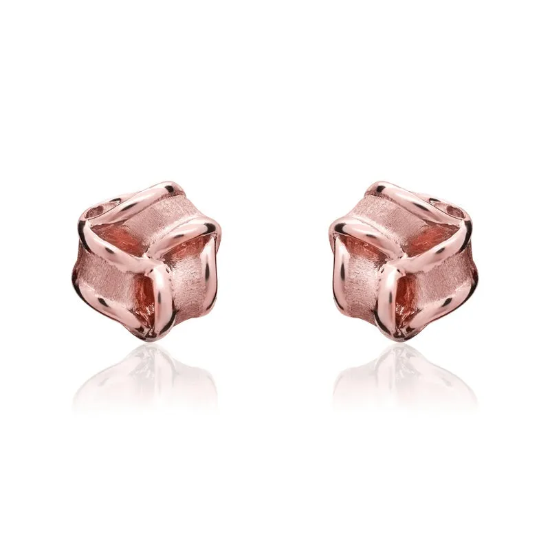 9ct Rose Gold 7.5mm Looped Knot Stud Earrings