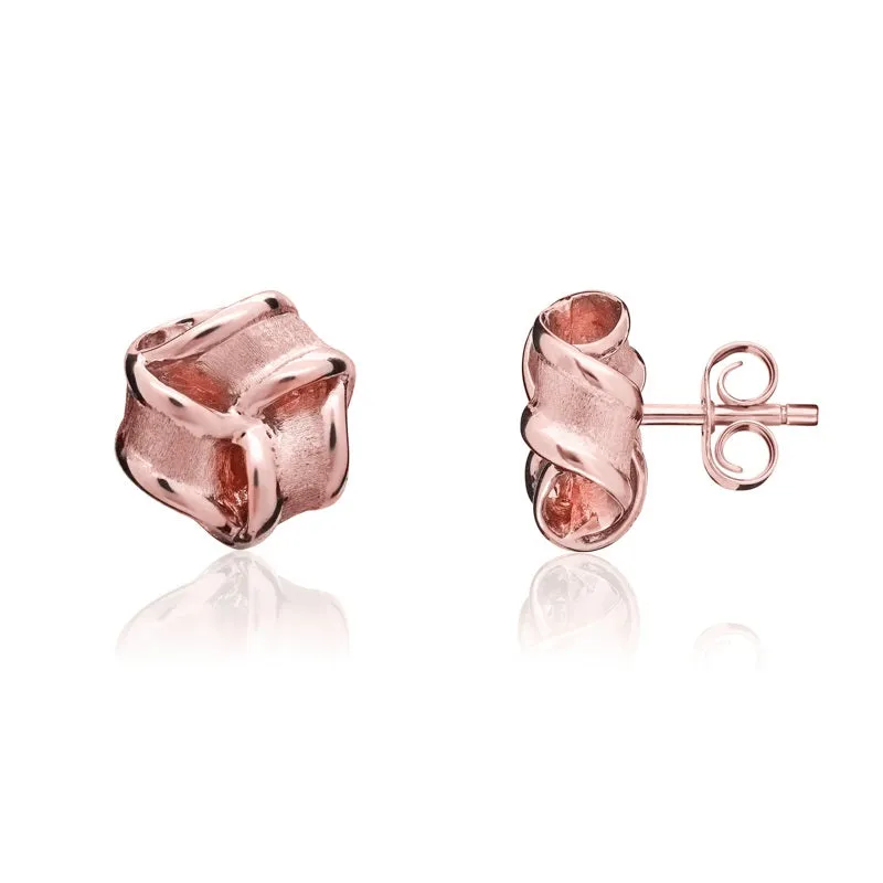 9ct Rose Gold 7.5mm Looped Knot Stud Earrings