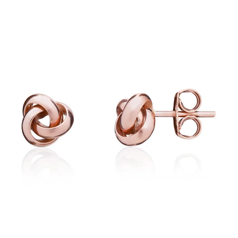 9ct Rose Gold 7mm Looped Knot Stud Earrings