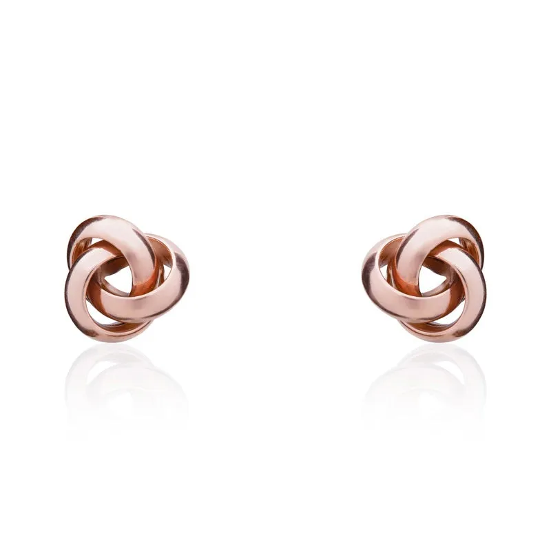9ct Rose Gold 7mm Looped Knot Stud Earrings