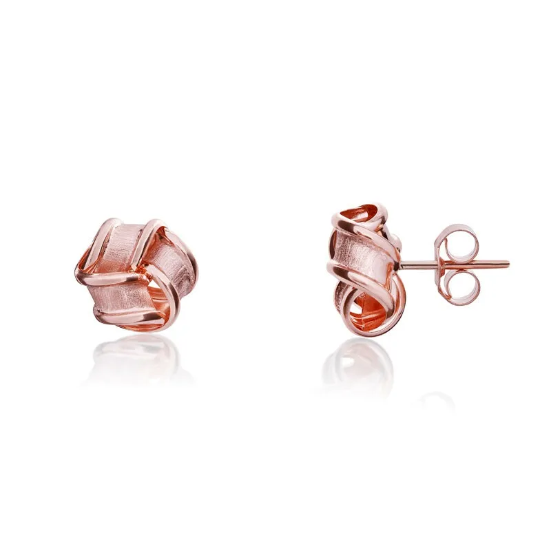 9ct Rose Gold 7mm Looped Knot Stud Earrings
