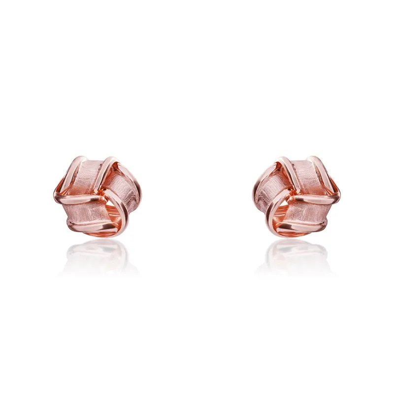 9ct Rose Gold 7mm Looped Knot Stud Earrings