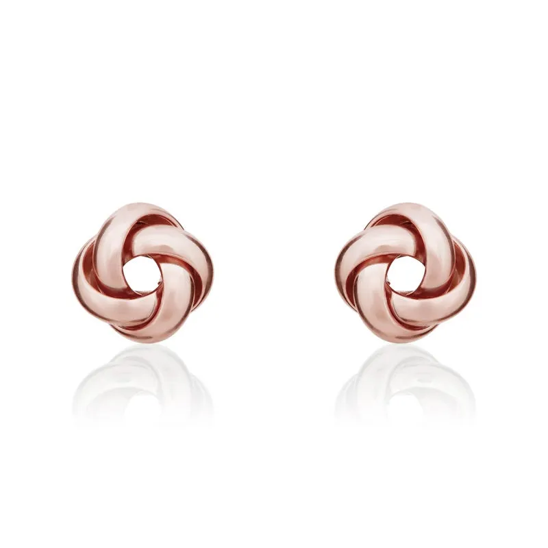 9ct Rose Gold 8mm Looped Knot Stud Earrings