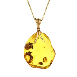 9ct Rose Gold Amber Grooved Bail Unique Necklace