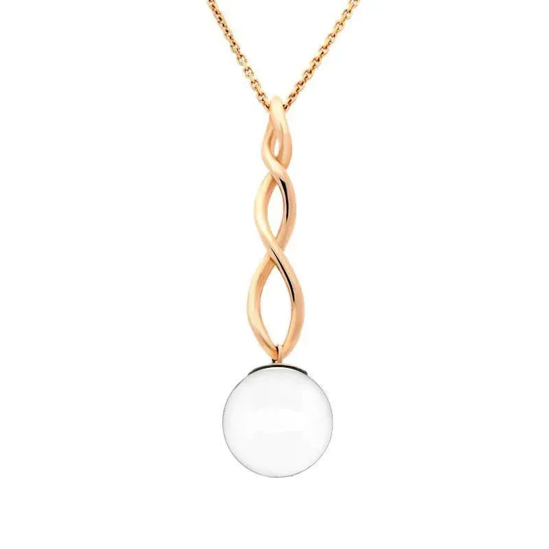 9ct Rose Gold Bauxite 10mm Bead Twist Necklace D