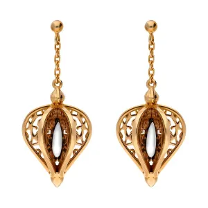 9ct Rose Gold Bauxite Flore Filigree Drop Earrings