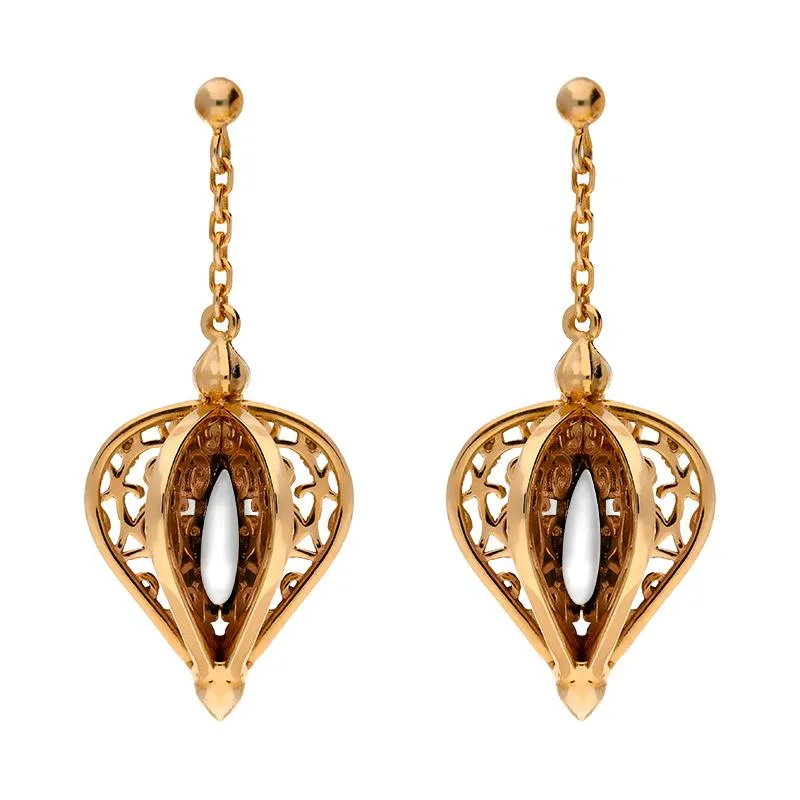 9ct Rose Gold Bauxite Flore Filigree Drop Earrings