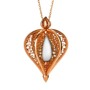 9ct Rose Gold Bauxite Flore Filigree Droplet Necklace