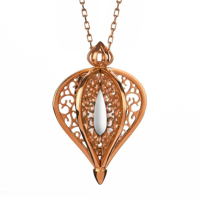 9ct Rose Gold Bauxite Flore Filigree Small Necklace
