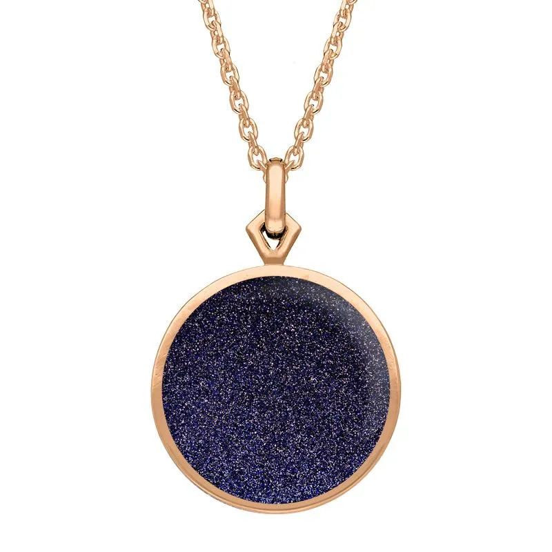 9ct Rose Gold Blue Goldstone Flore Filigree Necklace